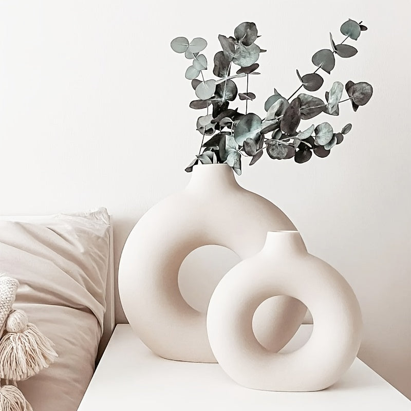 1pc, White Ceramic Vase White Vases For Decor