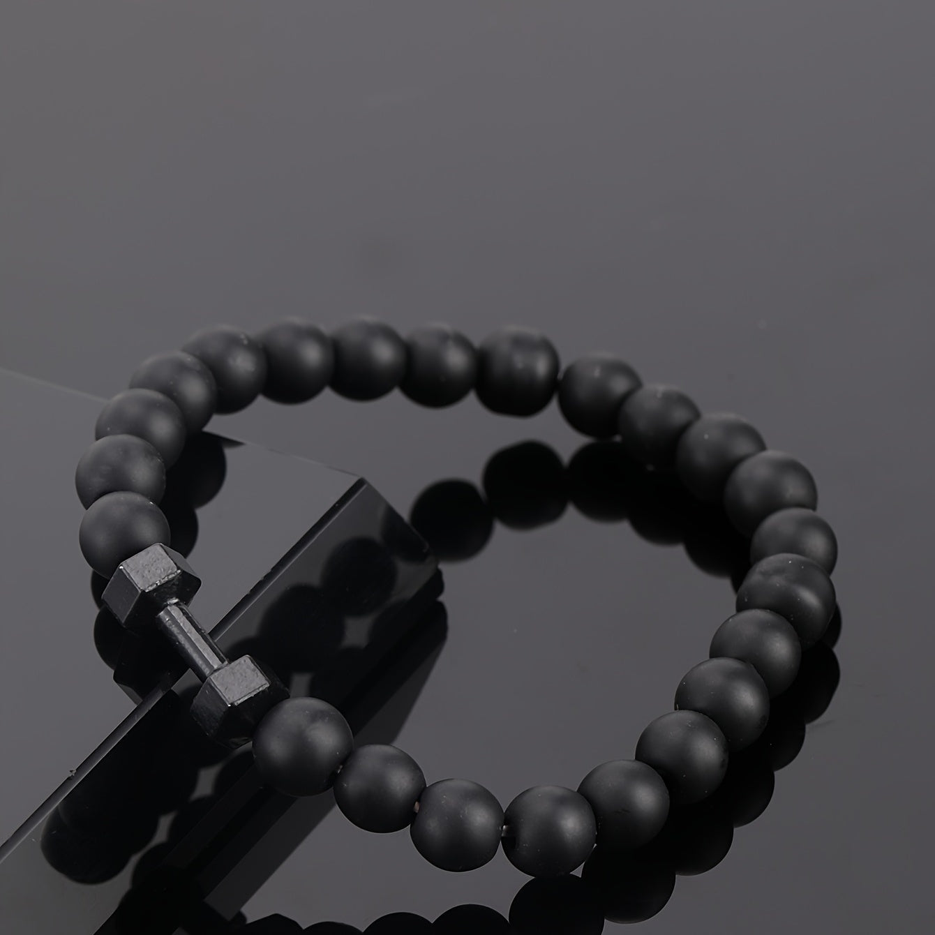 Frosted Bead Dumbbell Bracelet For Men