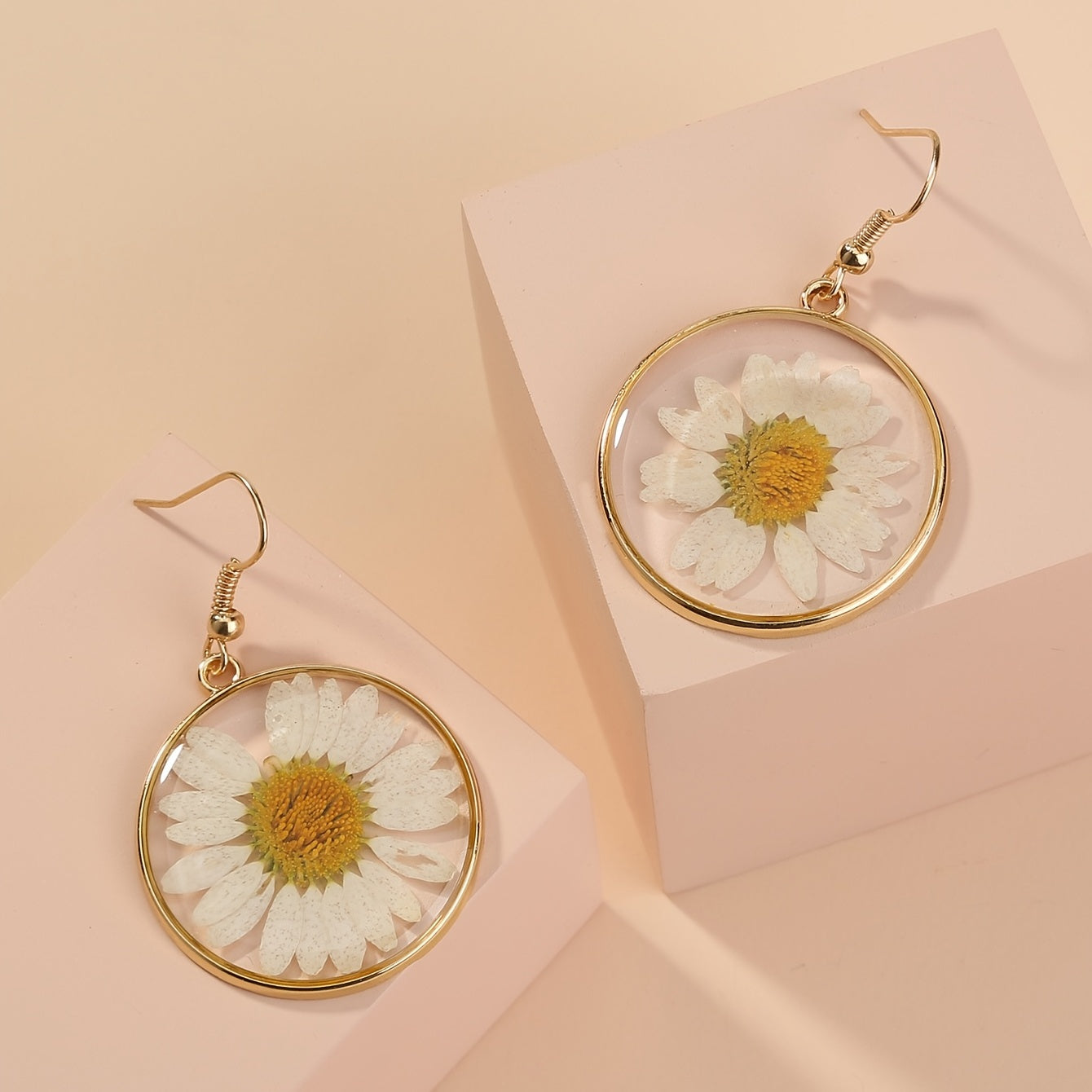 Daisy Flower Resin Drop Earrings