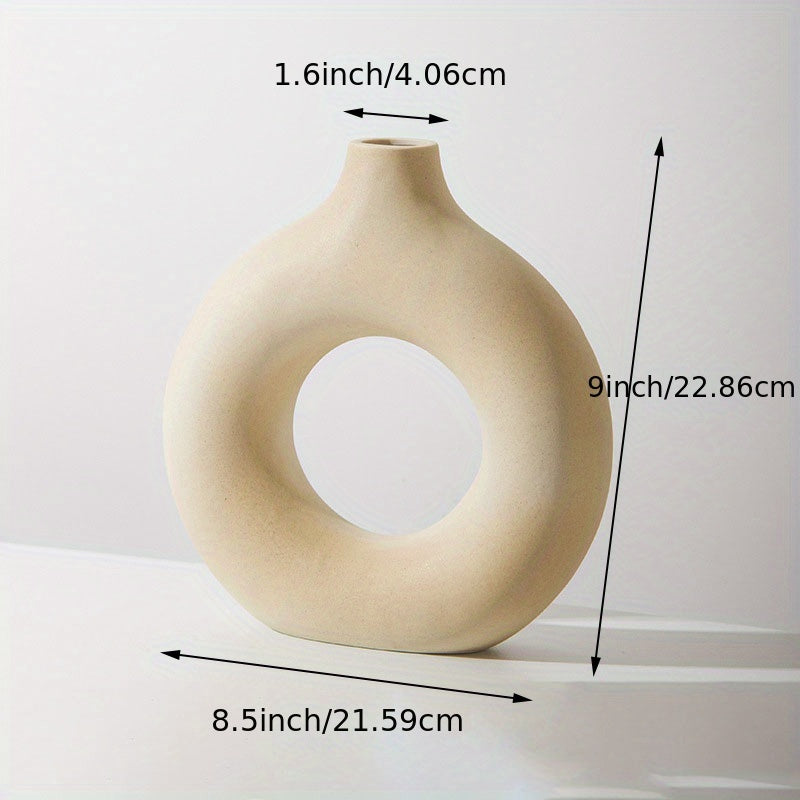 1pc, White Ceramic Vase White Vases For Decor
