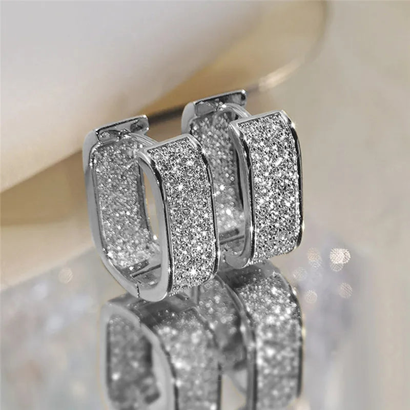 Fashion Paved CZ Hoop Earrings