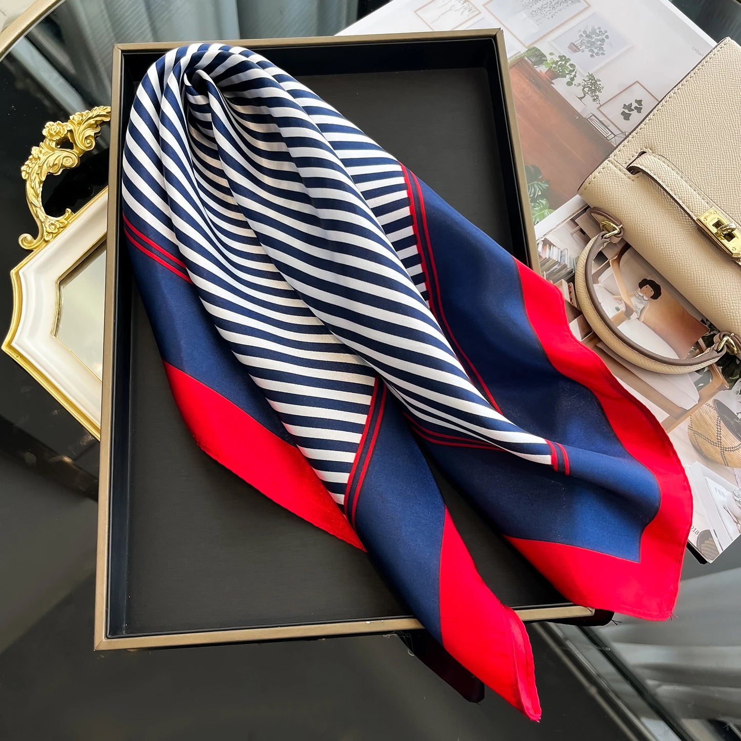 Luxury Silk Hair Square Scarf Women Satin Neck Tie Hand Wrist Foulard Summer