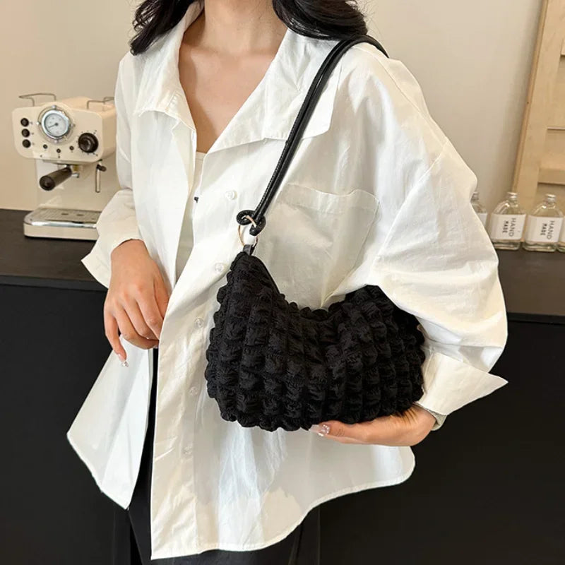 Canvas Wrinkle Bag for Women Shoulder Bags