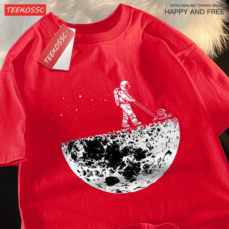 The Moon Men Women Short Sleeve Oversized Loose T-Shirt
