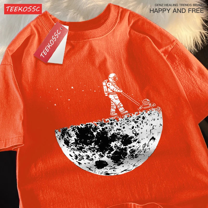 The Moon Men Women Short Sleeve Oversized Loose T-Shirt