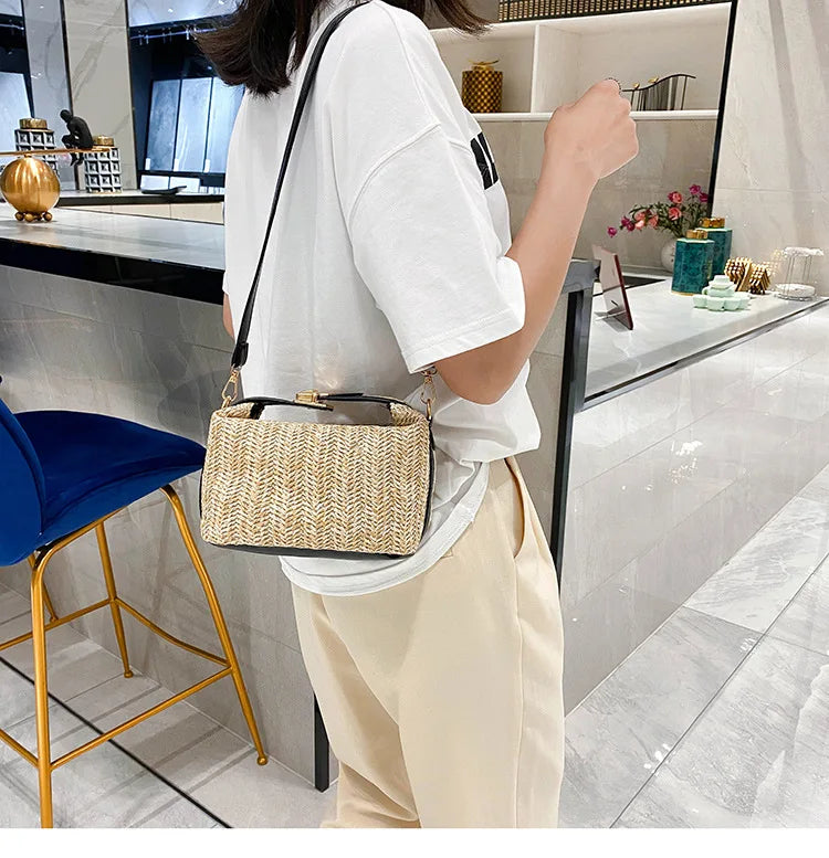 Fashion Handmade Women Straw Handbag