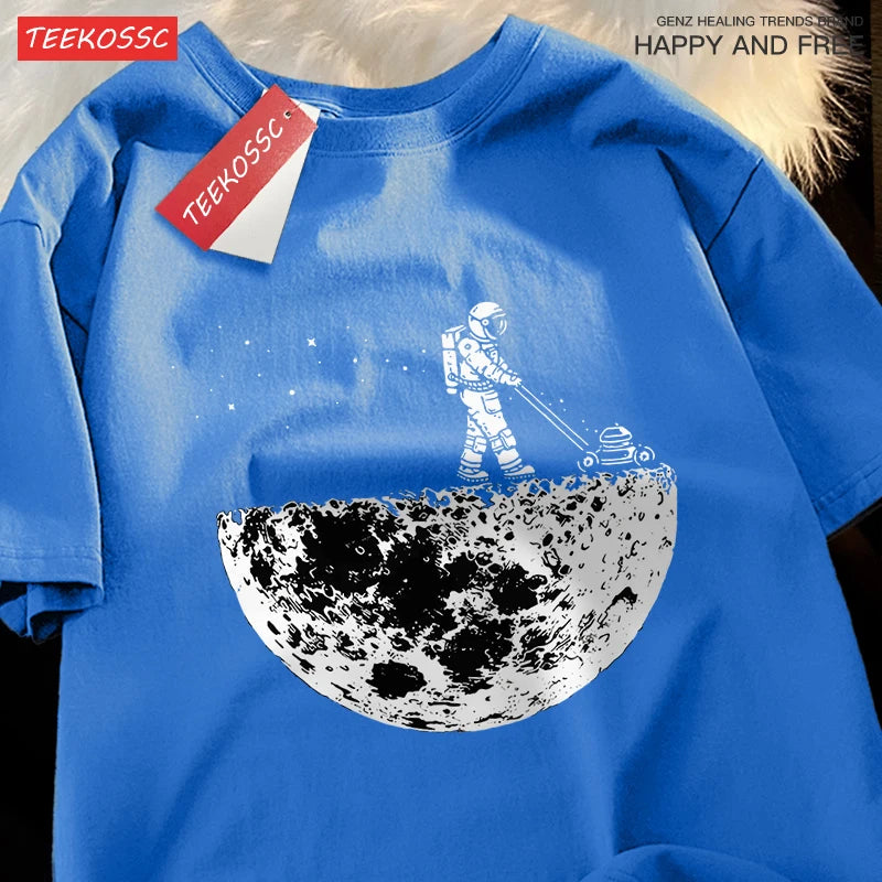 The Moon Men Women Short Sleeve Oversized Loose T-Shirt