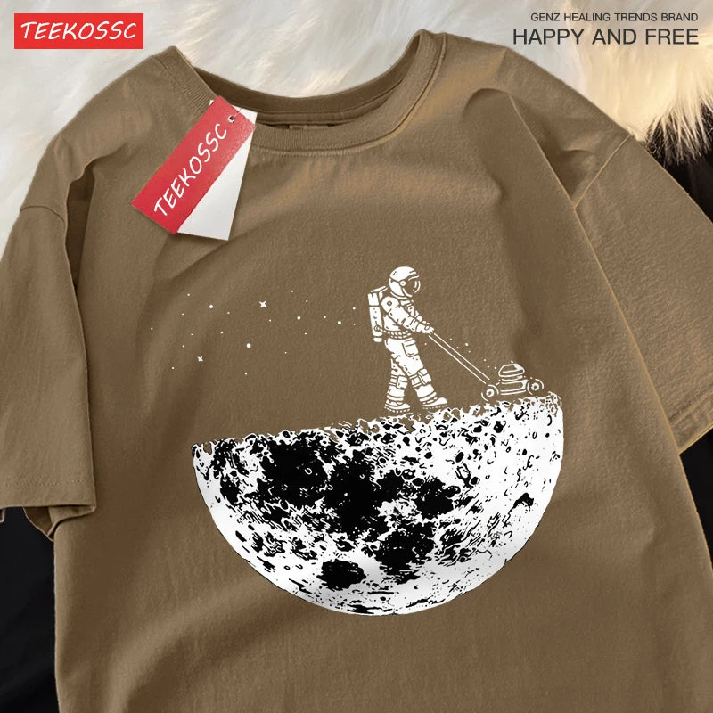 The Moon Men Women Short Sleeve Oversized Loose T-Shirt