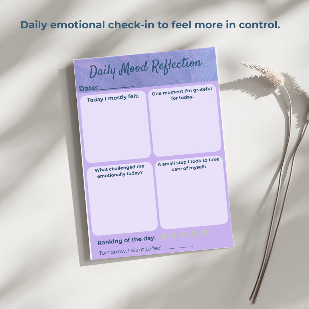 Guided Mood Reflection Journal | 30+ Pages Daily, Weekly & Monthly Prompts (Printable + Digital)