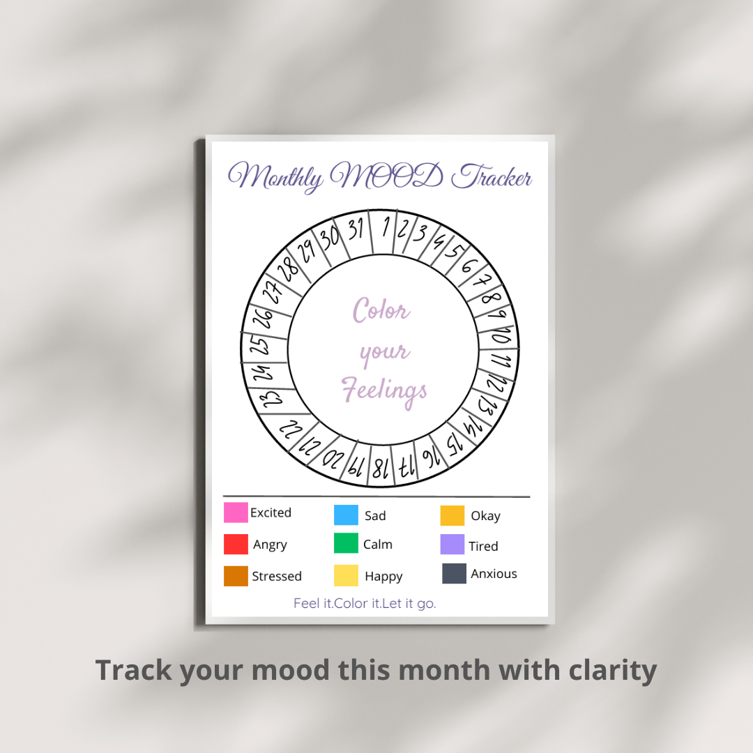 Color Your Feelings – Monthly Mood Tracker & Reflection (Printable PDF)