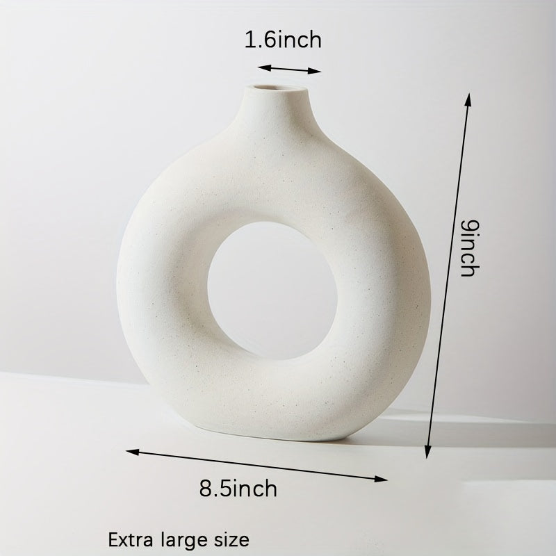 1pc, White Ceramic Vase White Vases For Decor