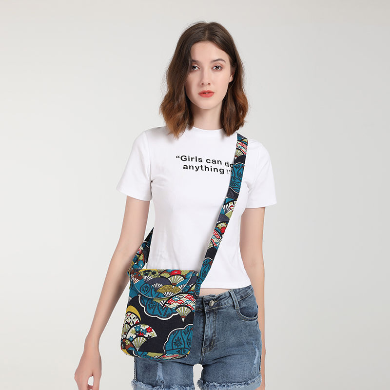Women's Vintage Floral Canvas Crossbody - Foldable,