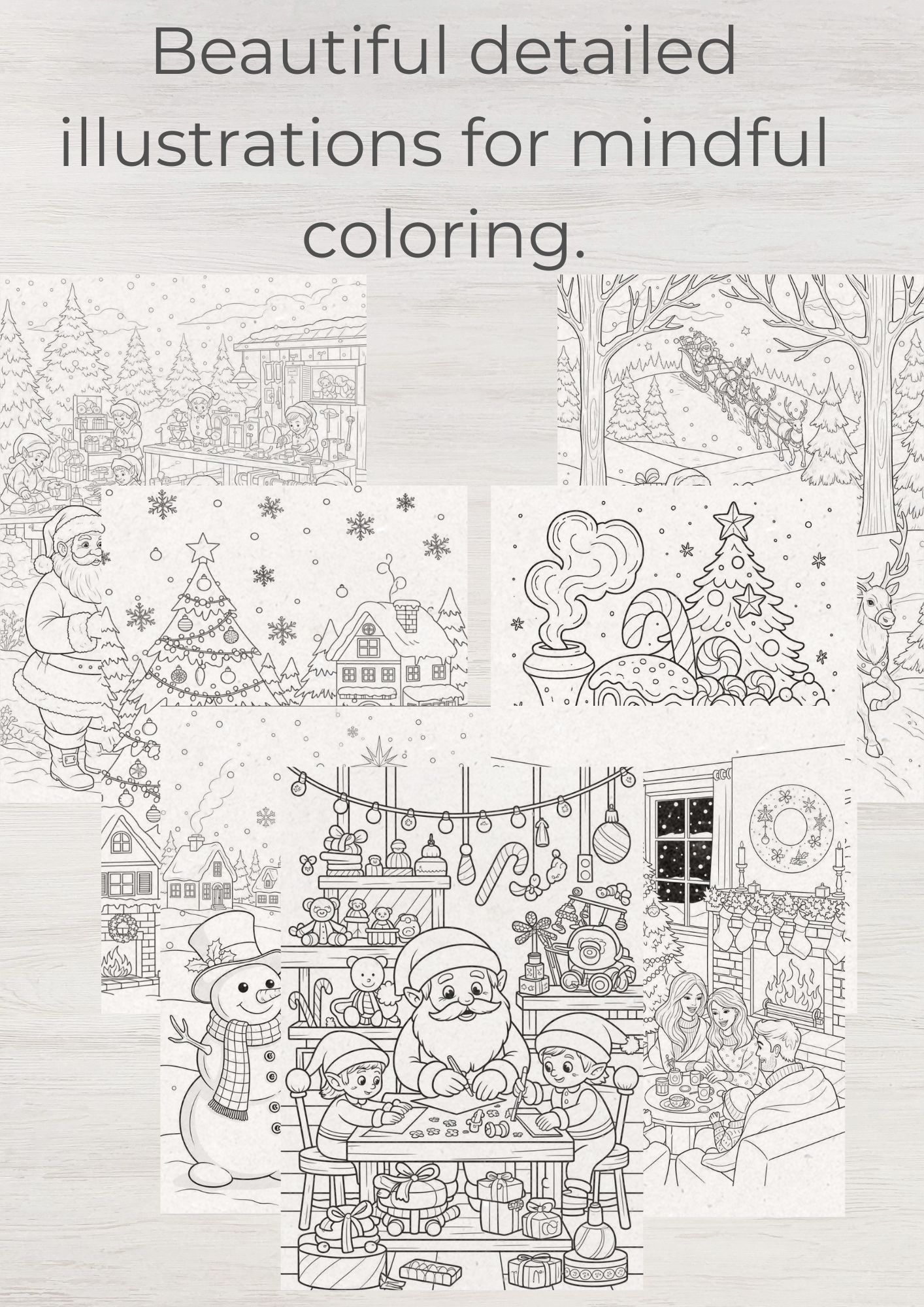 Detailed Christmas Coloring Book – 16 Intricate Holiday Designs (Digital Download)