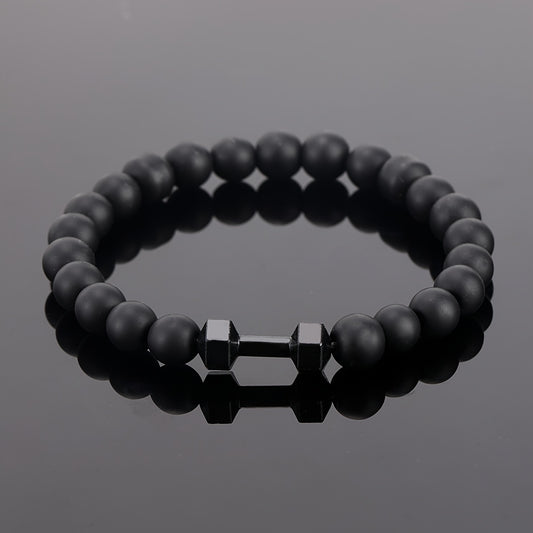Frosted Bead Dumbbell Bracelet For Men