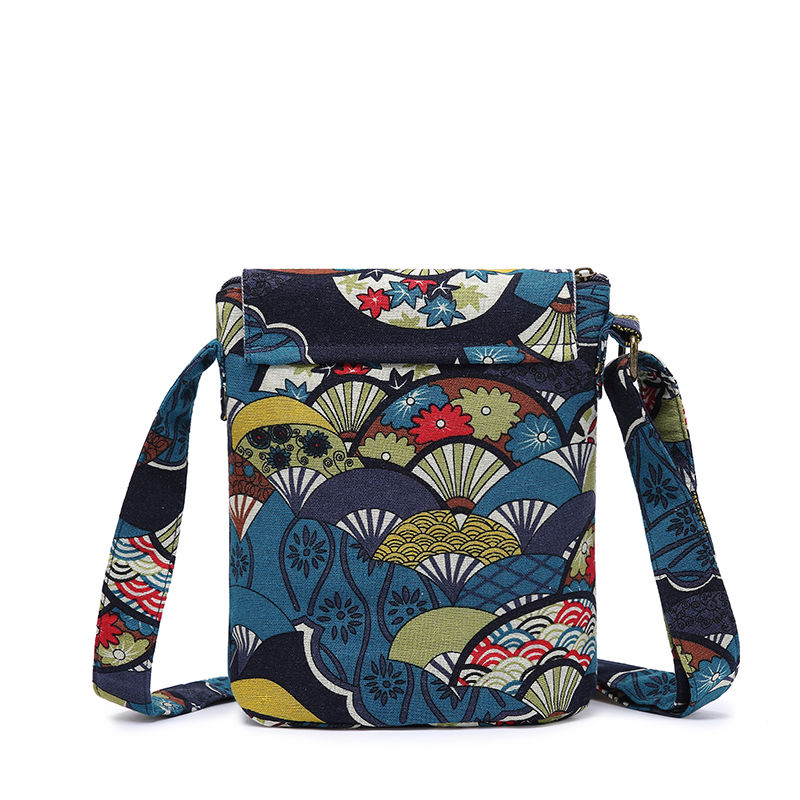 Women's Vintage Floral Canvas Crossbody - Foldable,
