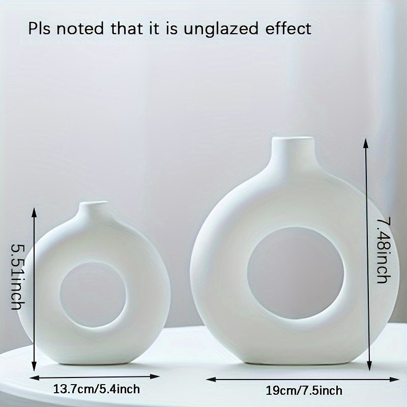 1pc, White Ceramic Vase White Vases For Decor