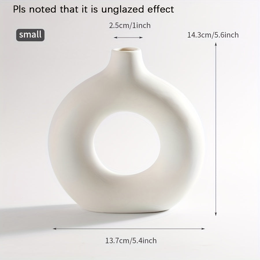 1pc, White Ceramic Vase White Vases For Decor
