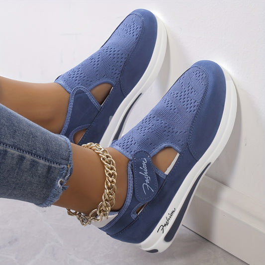Women's Breathable Knit Wedge Sneakers,