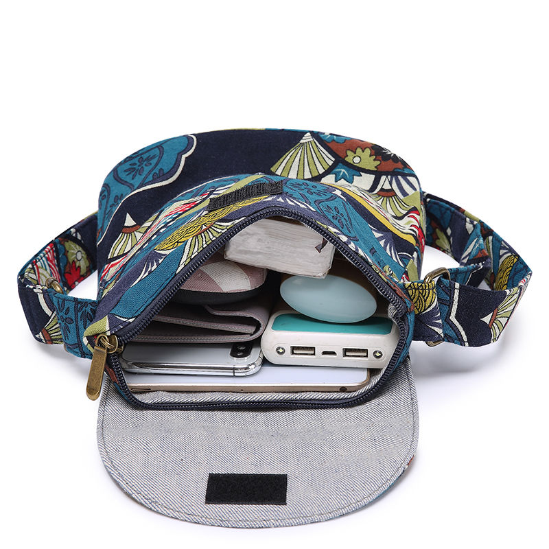 Women's Vintage Floral Canvas Crossbody - Foldable,