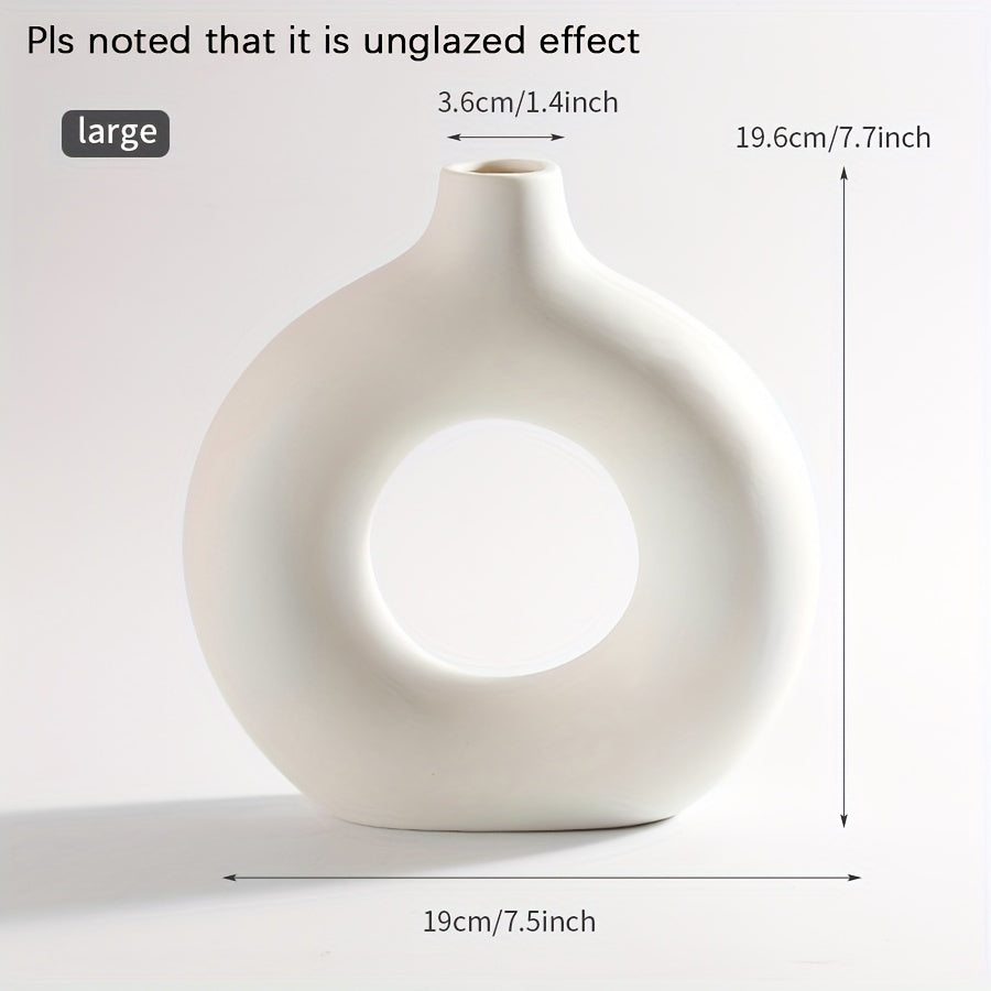 1pc, White Ceramic Vase White Vases For Decor