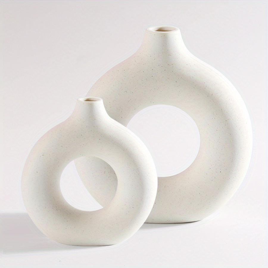 1pc, White Ceramic Vase White Vases For Decor