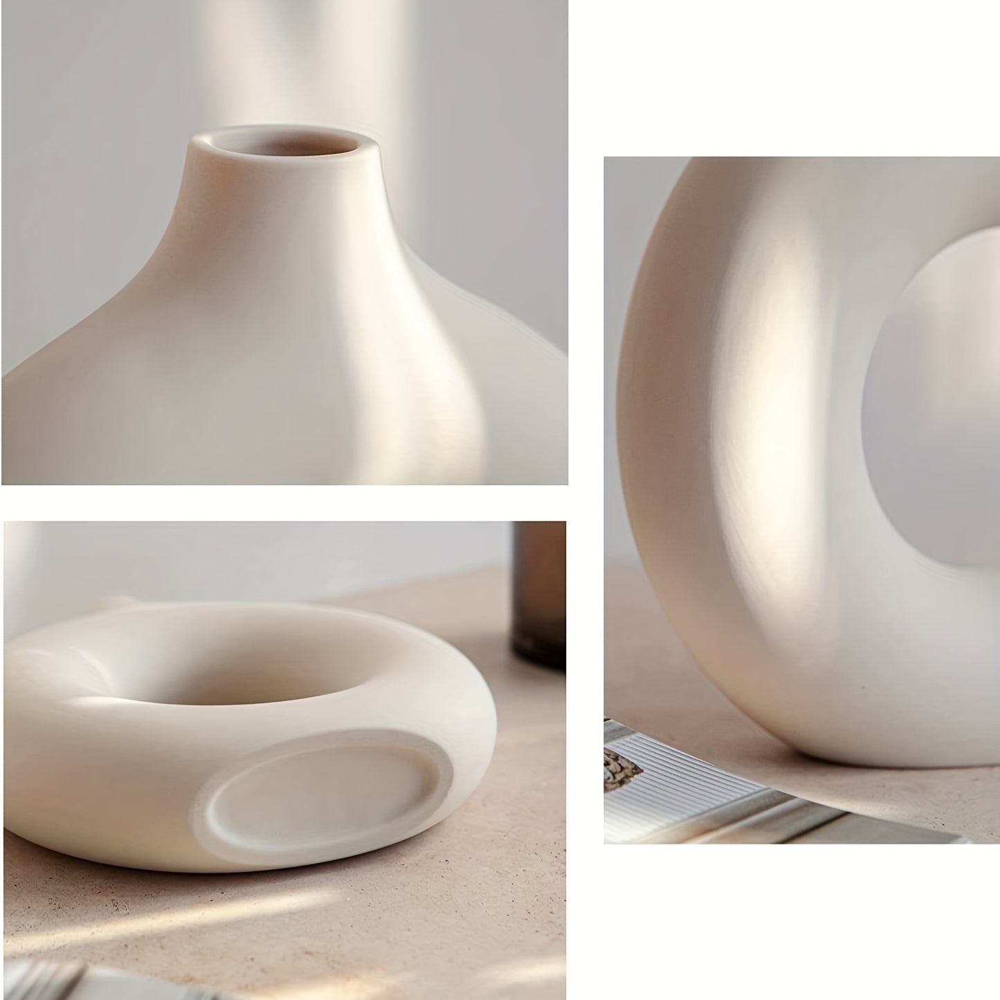 1pc, White Ceramic Vase White Vases For Decor
