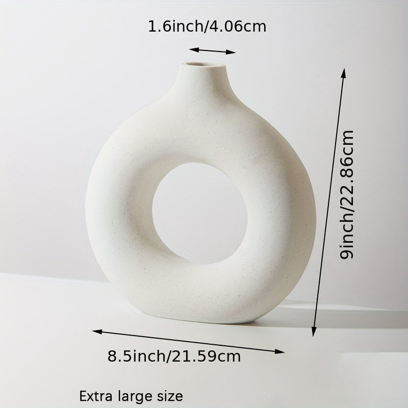1pc, White Ceramic Vase White Vases For Decor