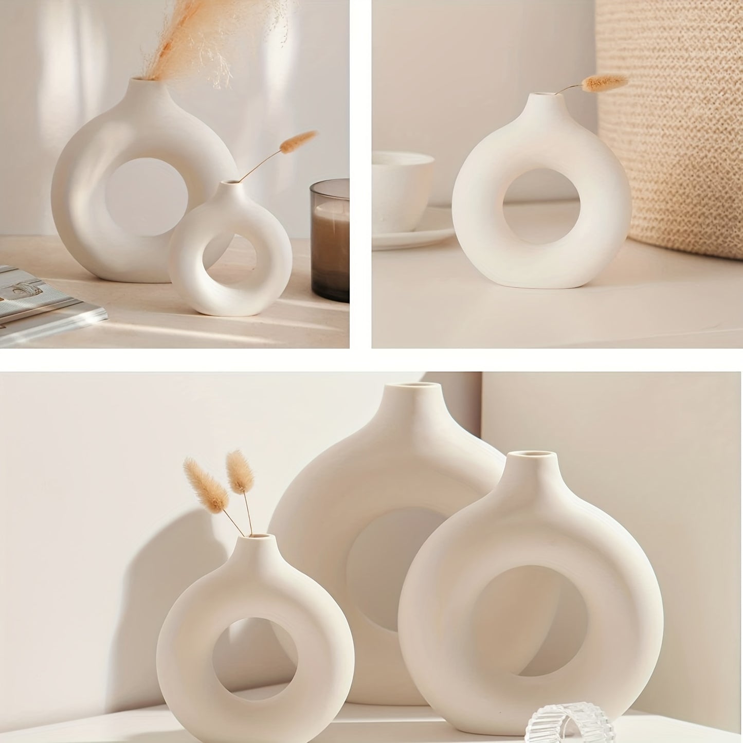 1pc, White Ceramic Vase White Vases For Decor