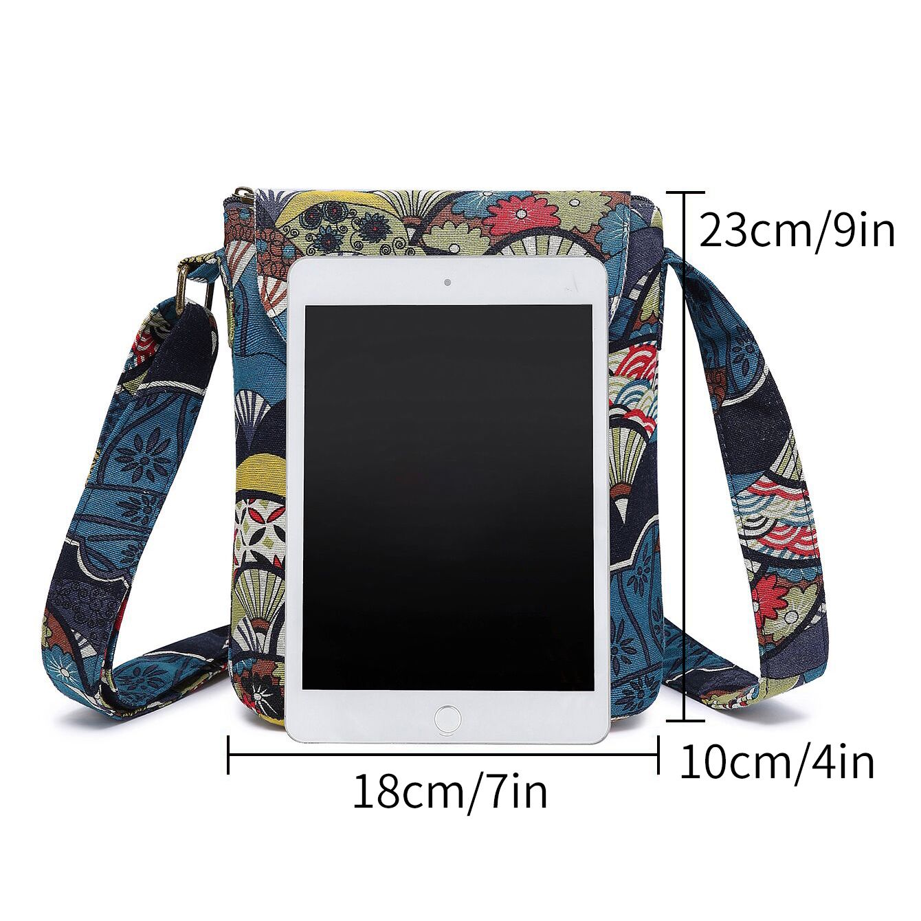 Women's Vintage Floral Canvas Crossbody - Foldable,