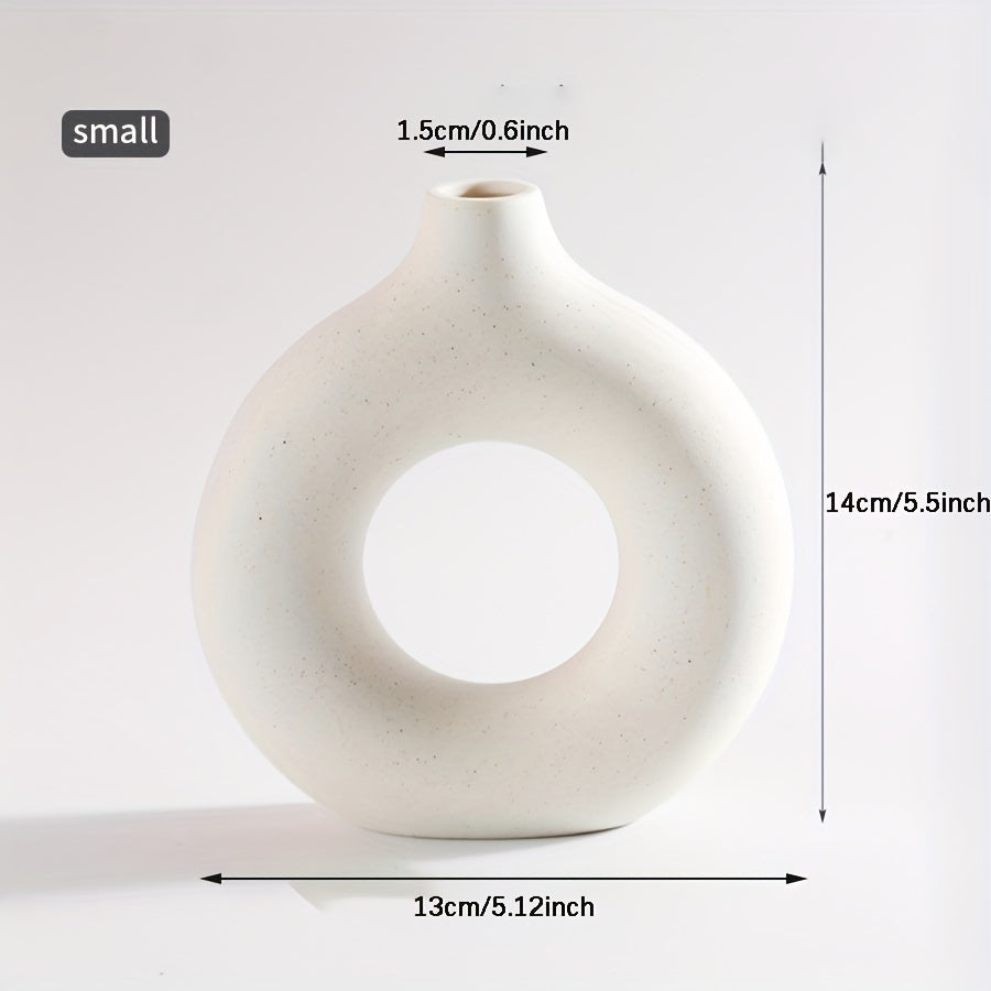 1pc, White Ceramic Vase White Vases For Decor