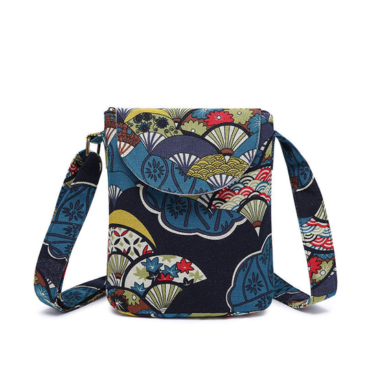 Women's Vintage Floral Canvas Crossbody - Foldable,