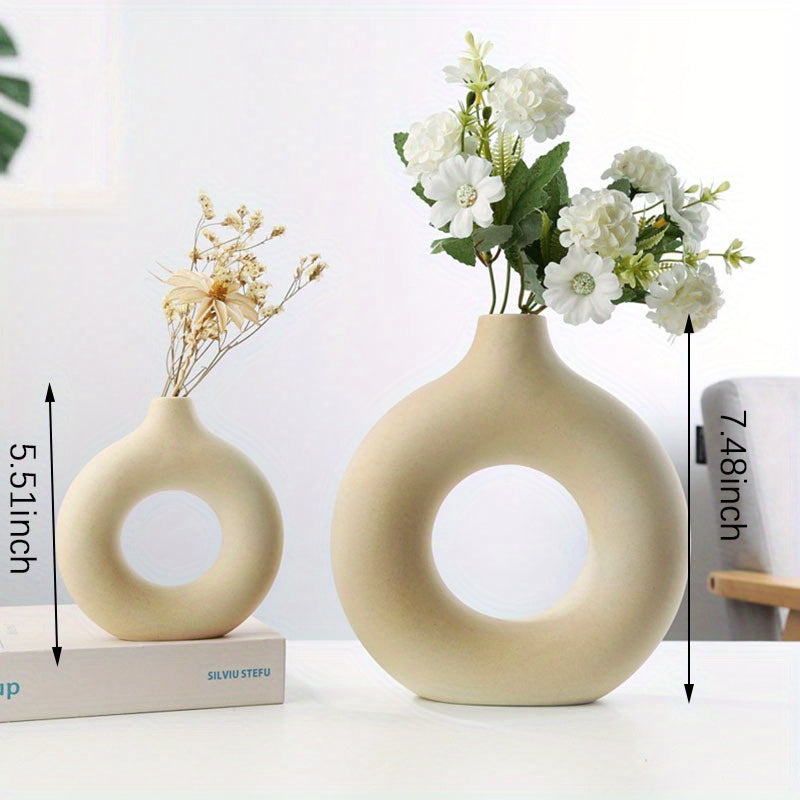 1pc, White Ceramic Vase White Vases For Decor