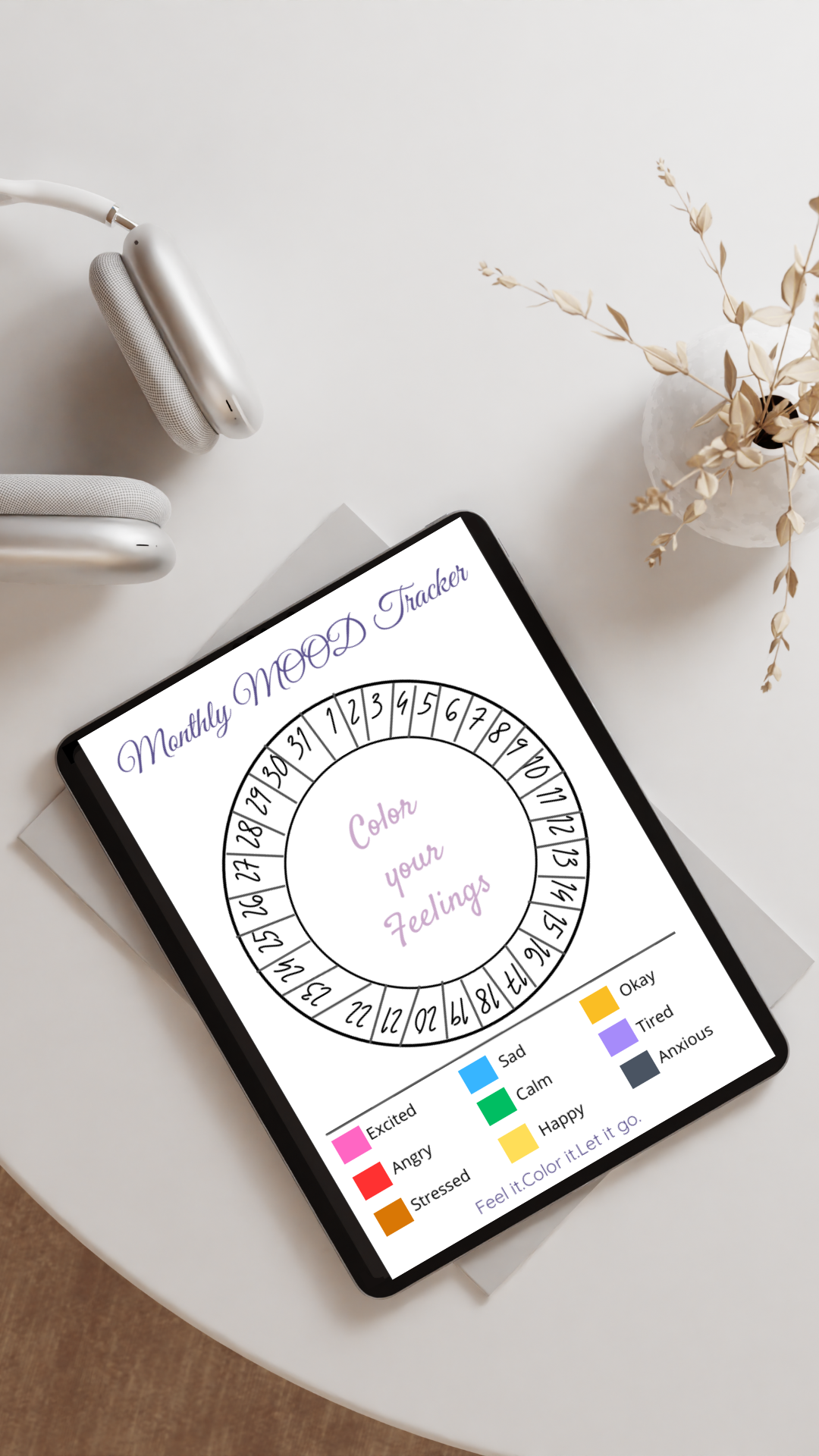 Color Your Feelings – Monthly Mood Tracker & Reflection (Printable PDF)