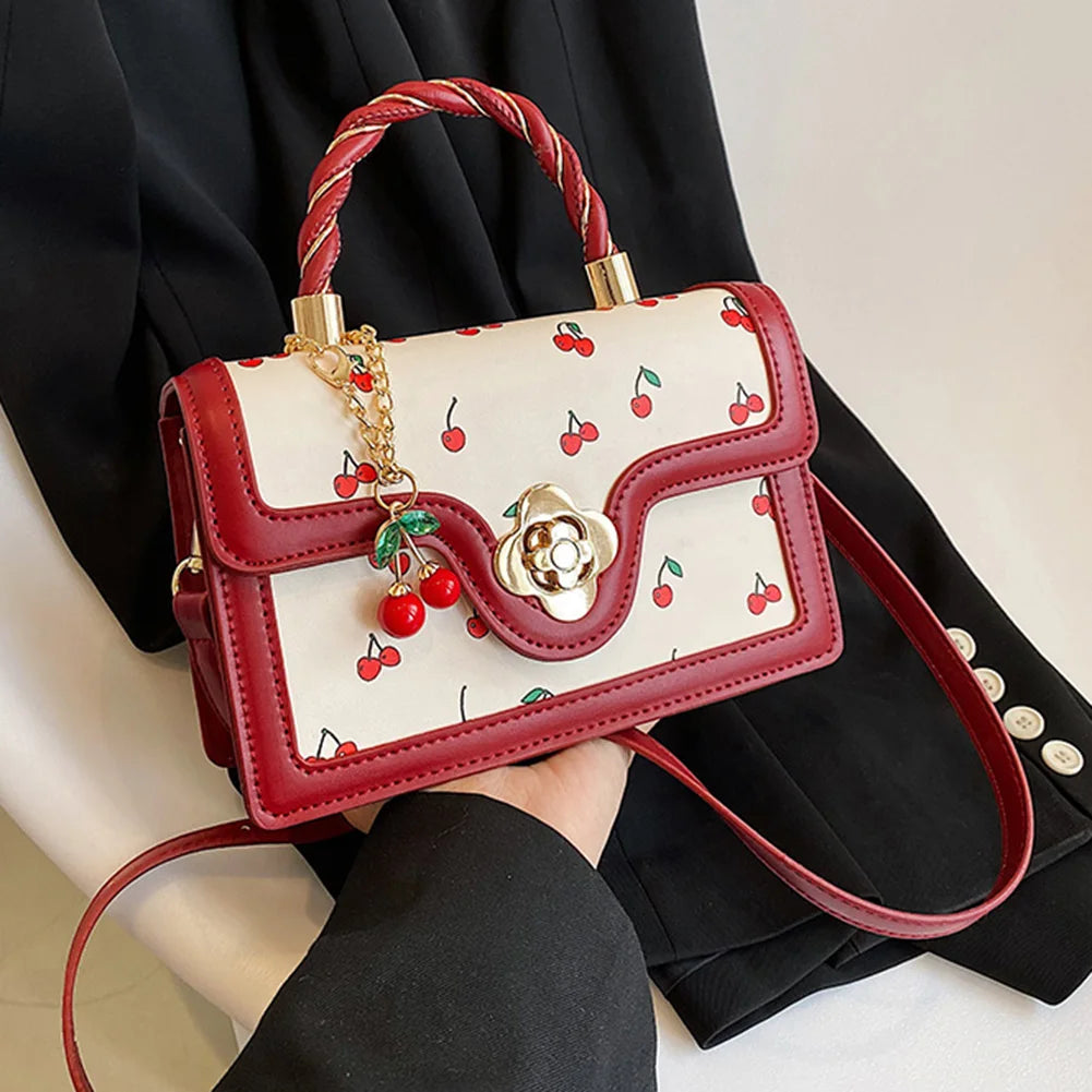 Women Cherry Square Chain Bag