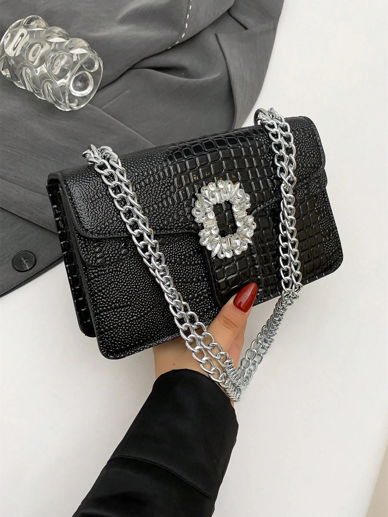 Crocodile Embossed Shoulder Bags