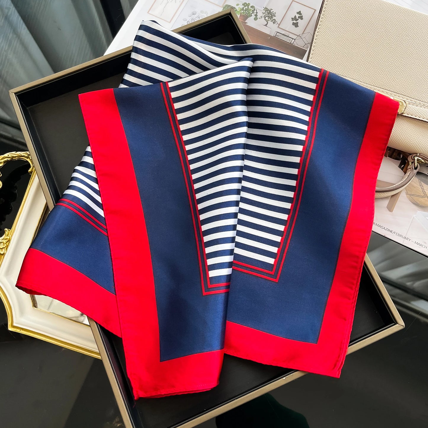 Luxury Silk Hair Square Scarf Women Satin Neck Tie Hand Wrist Foulard Summer