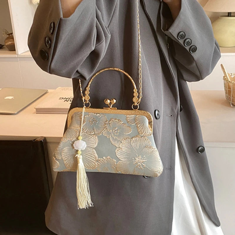 Chinese Style Embroidered Shoulder Bag Elegant Handbag