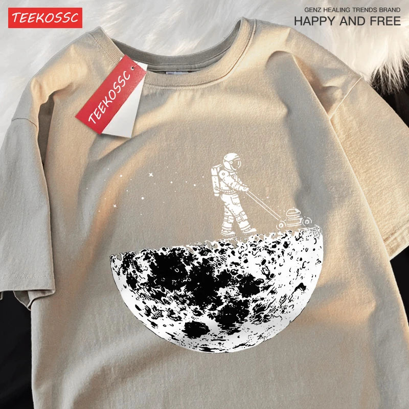 The Moon Men Women Short Sleeve Oversized Loose T-Shirt