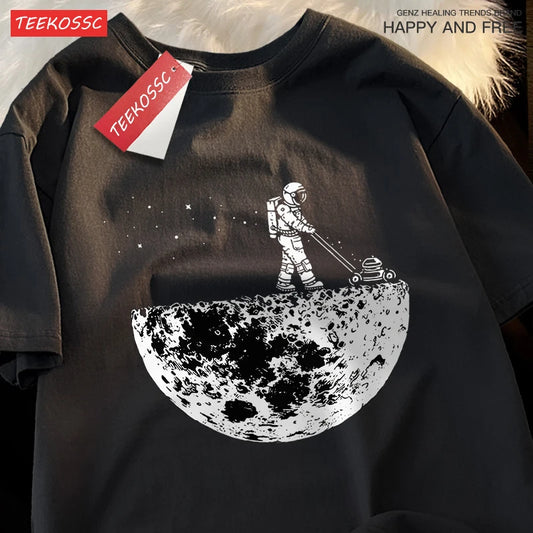 The Moon Men Women Short Sleeve Oversized Loose T-Shirt