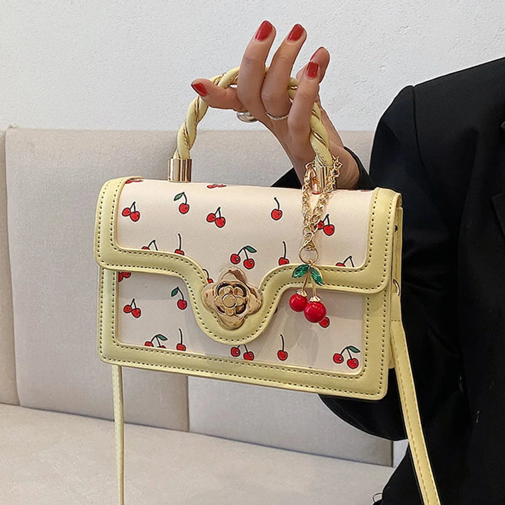 Women Cherry Square Chain Bag