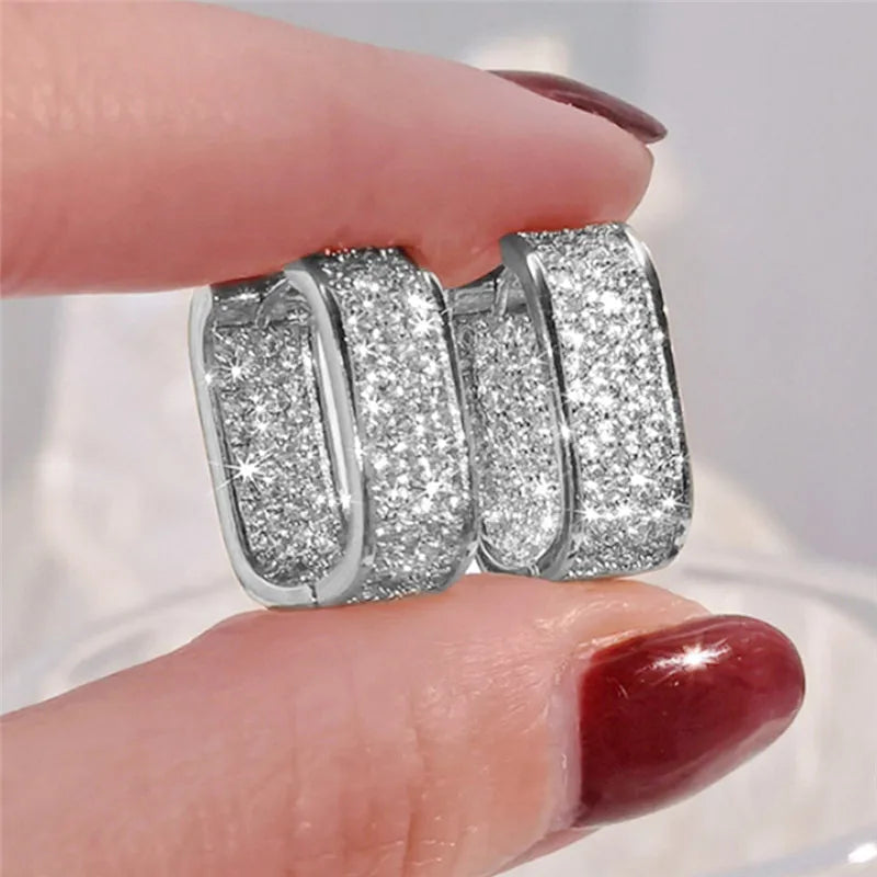 Fashion Paved CZ Hoop Earrings