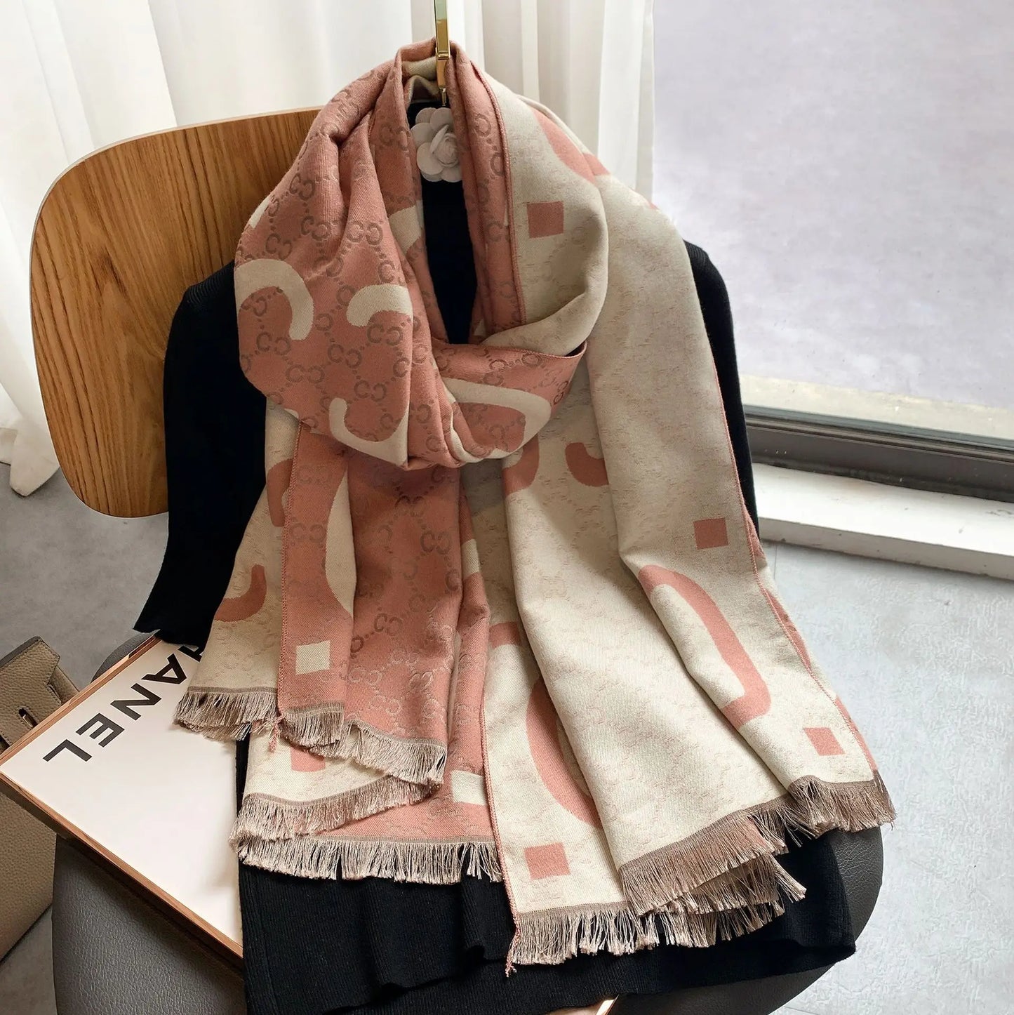 Luxury design of winter women's scarves, double-sided imitation cashmere scarves,