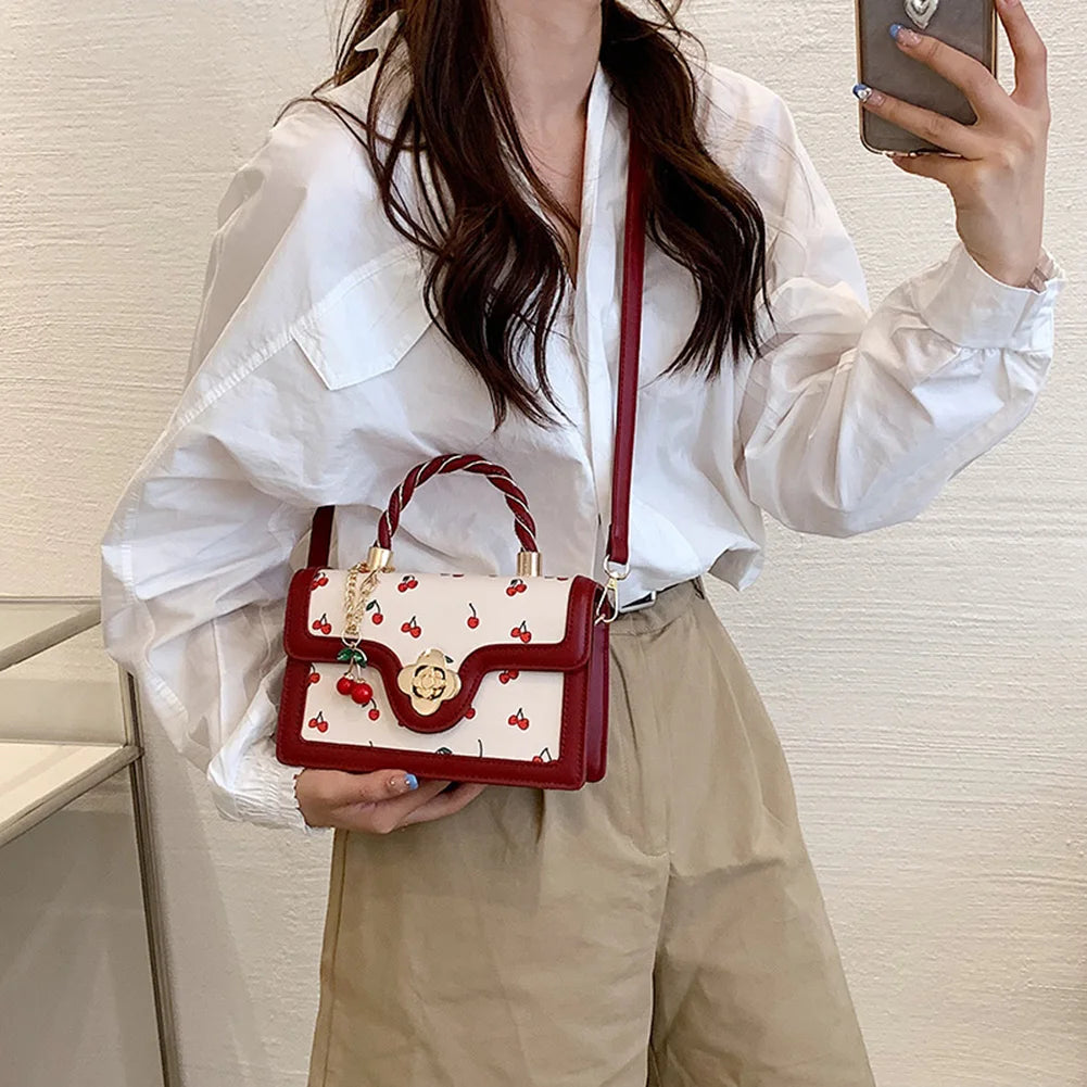 Women Cherry Square Chain Bag