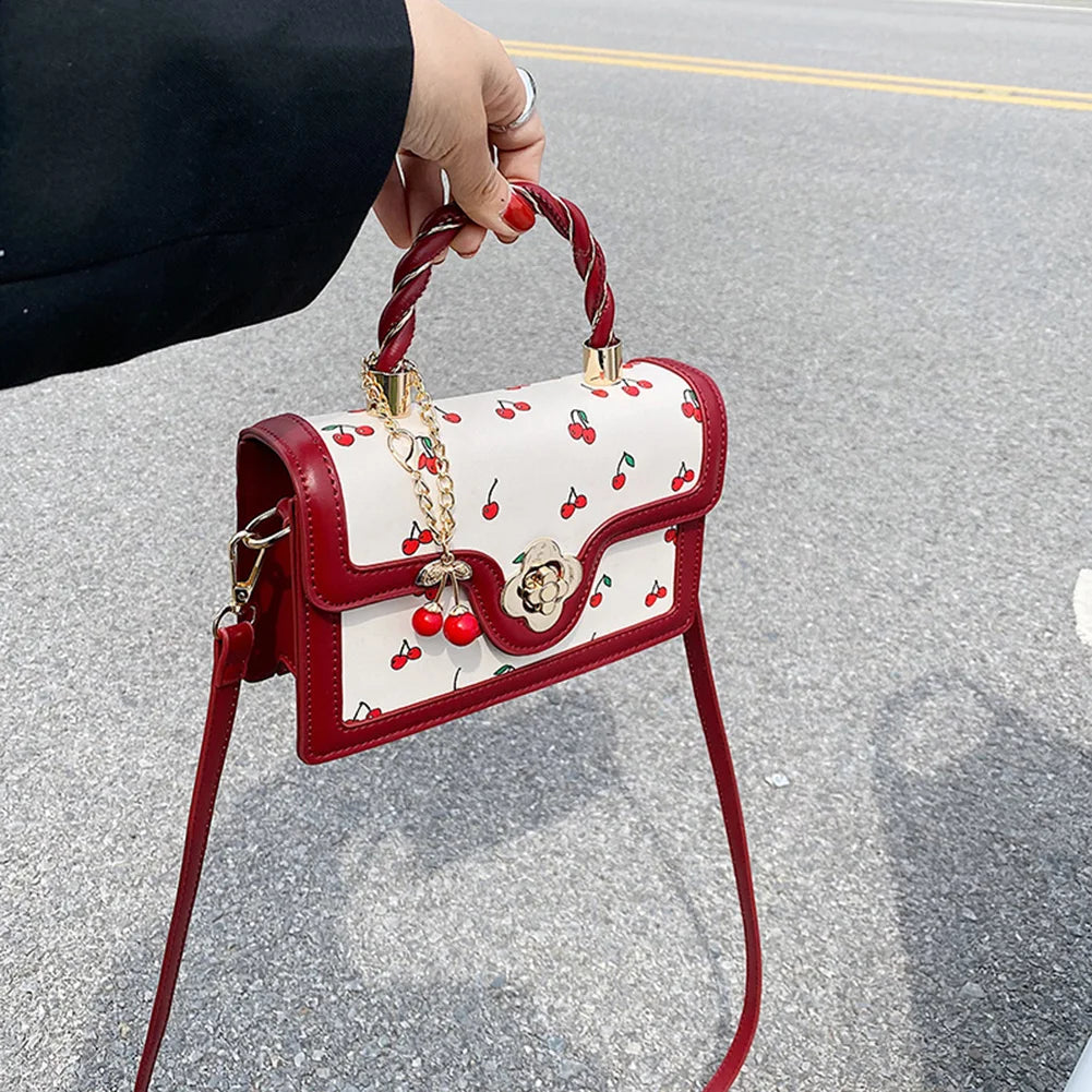 Women Cherry Square Chain Bag