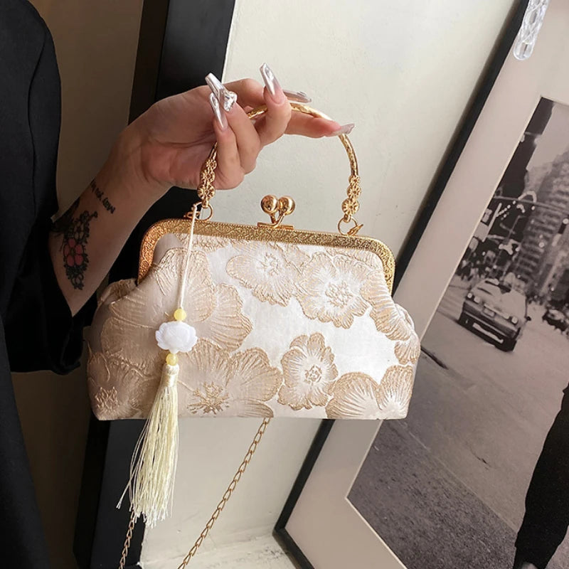 Chinese Style Embroidered Shoulder Bag Elegant Handbag