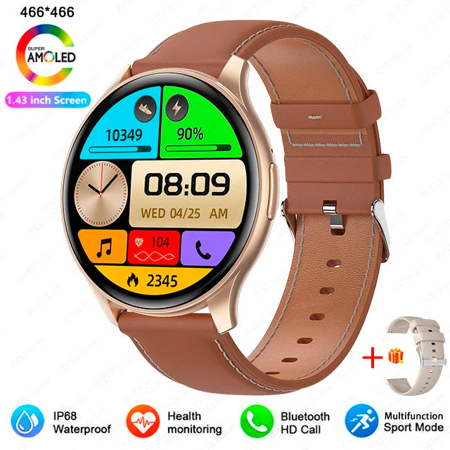 2025 New For Xiaomi Huawei 1.43 inches Bluetooth Call Smartwatch Women Men