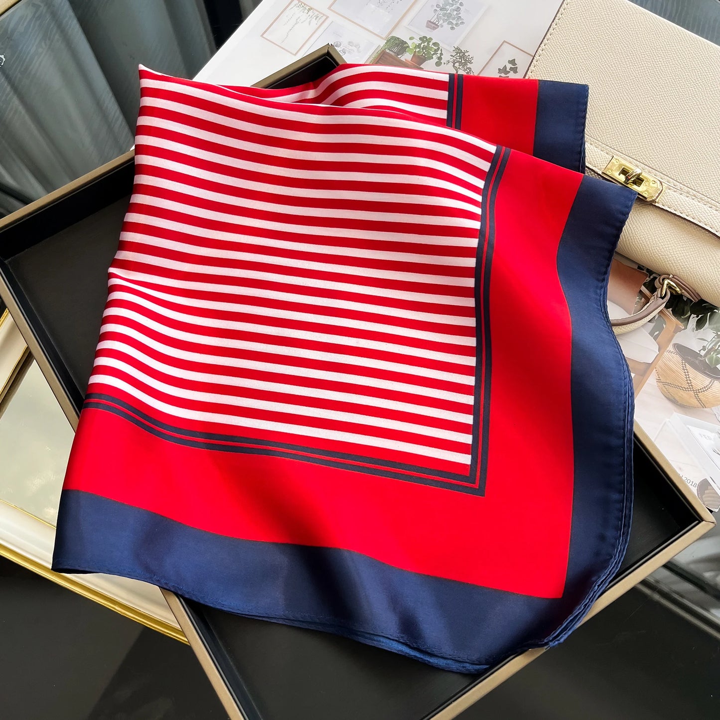 Luxury Silk Hair Square Scarf Women Satin Neck Tie Hand Wrist Foulard Summer