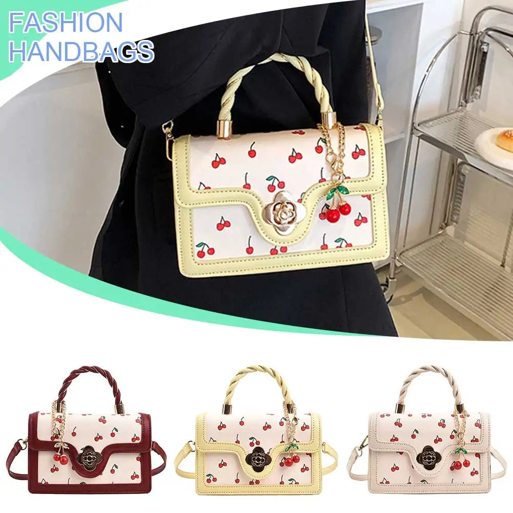Women Cherry Square Chain Bag