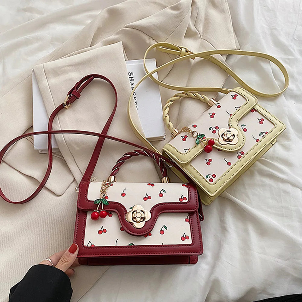 Women Cherry Square Chain Bag
