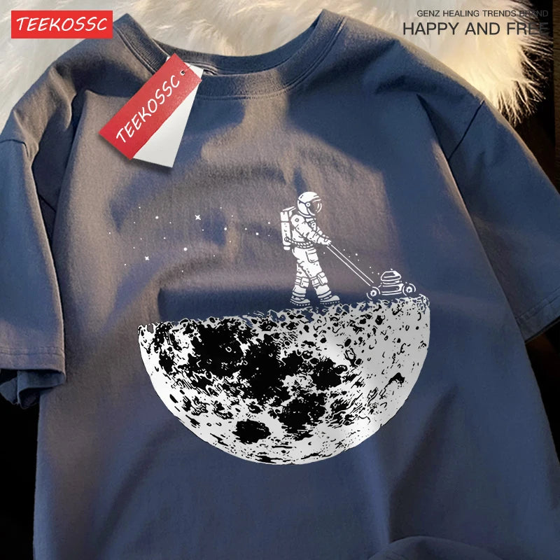 The Moon Men Women Short Sleeve Oversized Loose T-Shirt